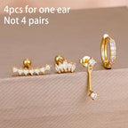 Korean Stainless Steel Zircon Water Drop Piercing Earrings Set For Women Simple Huggie Square Hoop Earring Fashion Jewelry