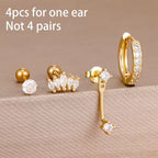 Korean Stainless Steel Zircon Water Drop Piercing Earrings Set For Women Simple Huggie Square Hoop Earring Fashion Jewelry