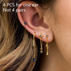 Korean Stainless Steel Zircon Water Drop Piercing Earrings Set For Women Simple Huggie Square Hoop Earring Fashion Jewelry