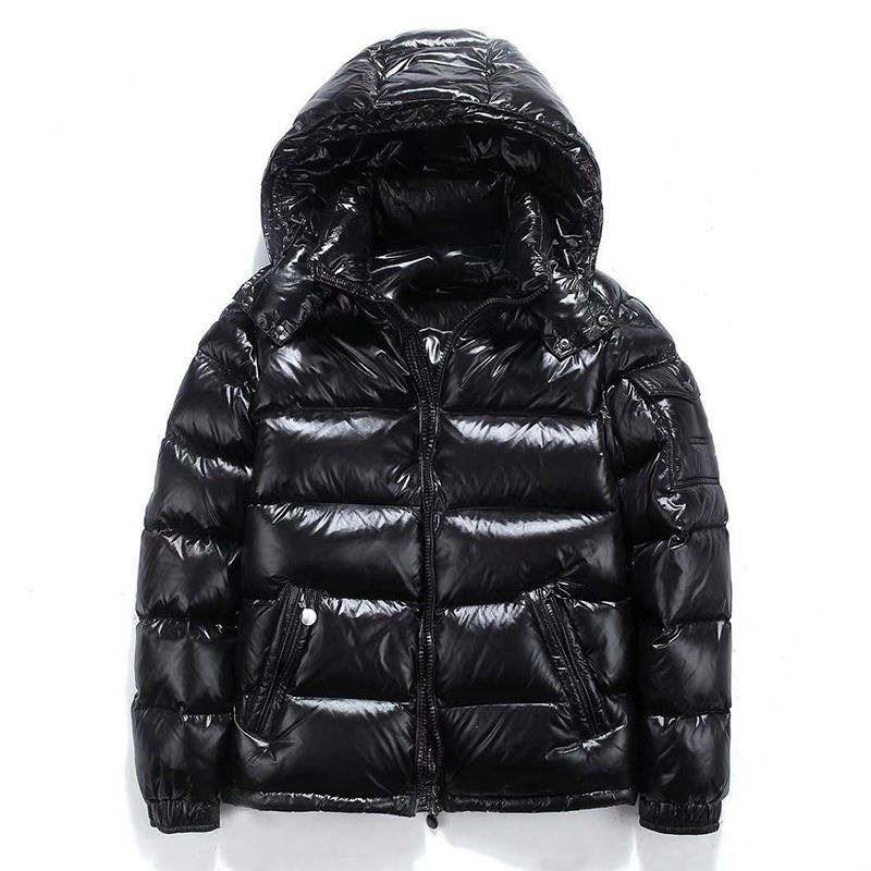 Men's Winter Shiny High Street Puffer Bomber Jacket Hooded Stand Collar Reversible Design Outdoor