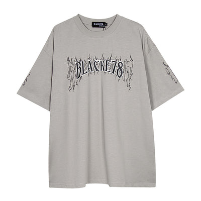 Casual Creative Letters Flame Print T-shirt Men