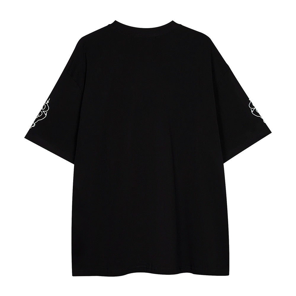 Casual Creative Letters Flame Print T-shirt Men