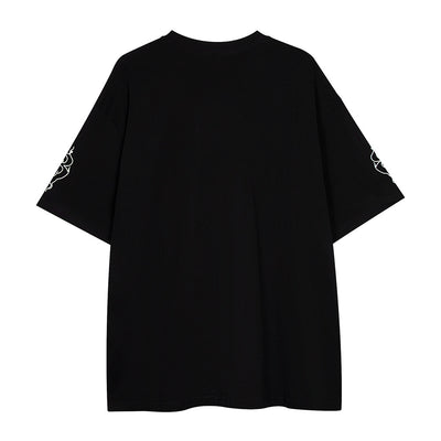 Casual Creative Letters Flame Print T-shirt Men
