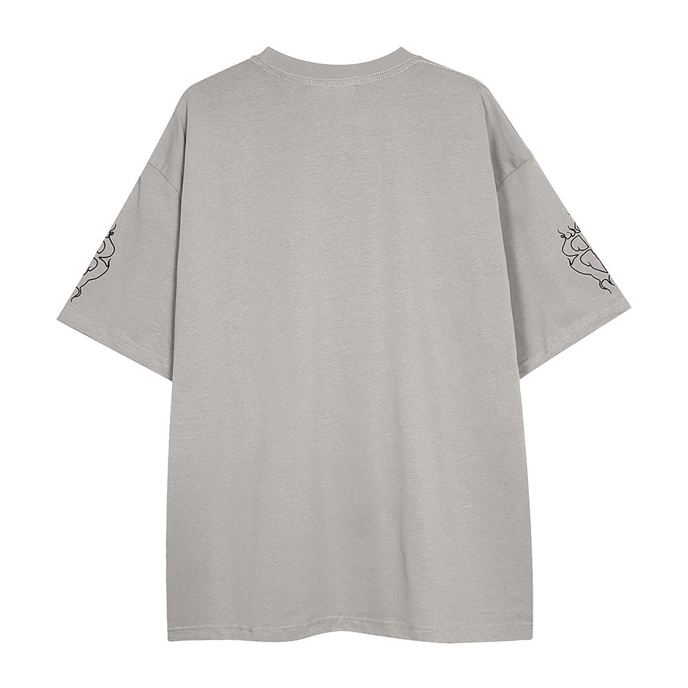 Casual Creative Letters Flame Print T-shirt Men