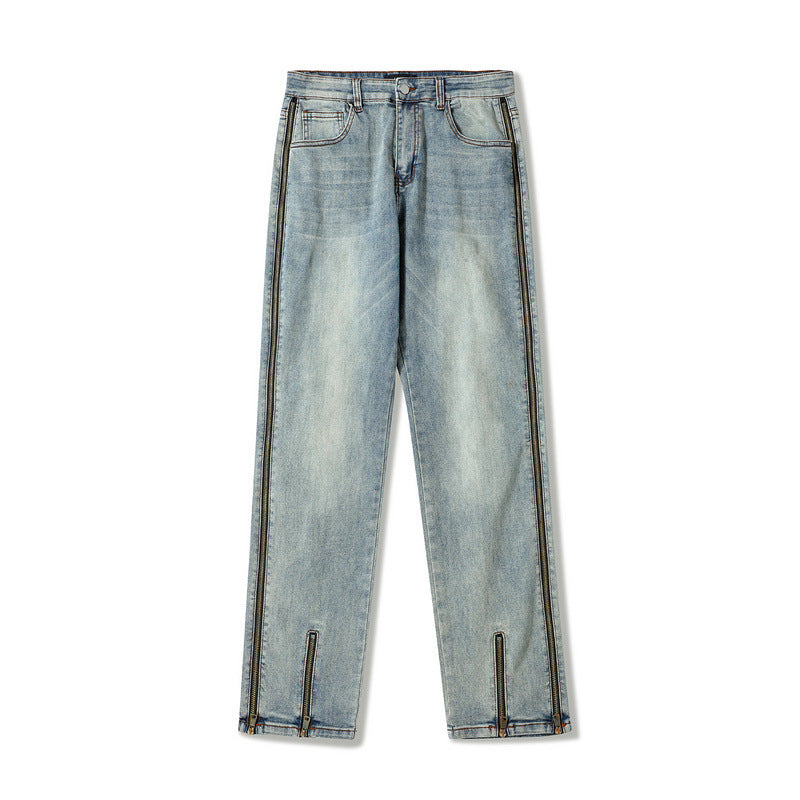 Casual Fashion Personalized Washed Worn Jeans Men