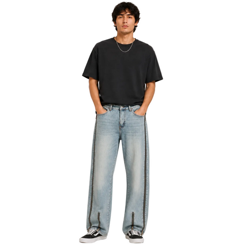Casual Fashion Personalized Washed Worn Jeans Men