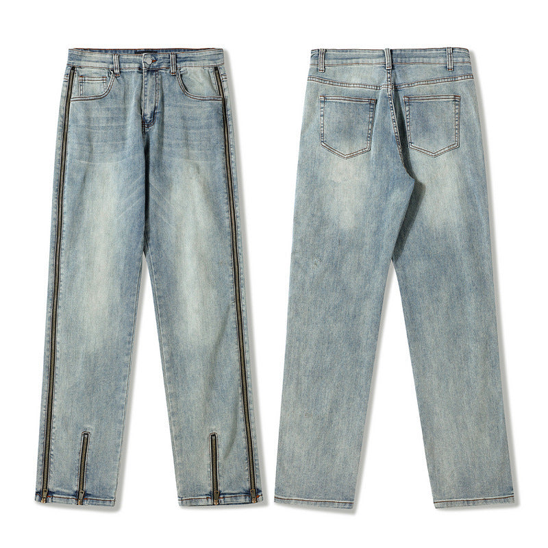 Casual Fashion Personalized Washed Worn Jeans Men