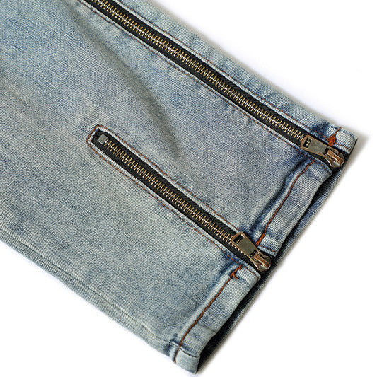 Casual Fashion Personalized Washed Worn Jeans Men