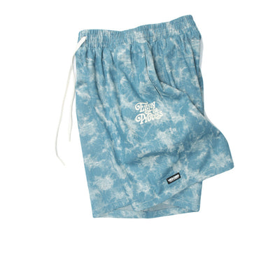 Casual Tie-Dye Washed Denim Five-Point Shorts For Men And Women
