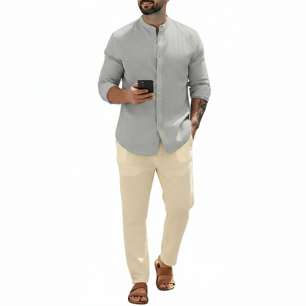 Classic Autumn Mens Long Sleeve Shirts Cotton Business Men