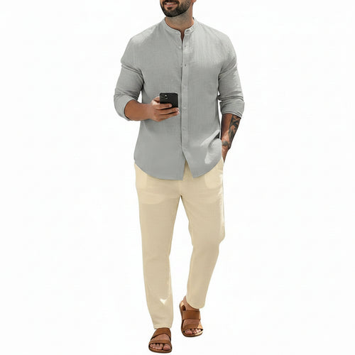 Classic Autumn Mens Long Sleeve Shirts Cotton Business Men
