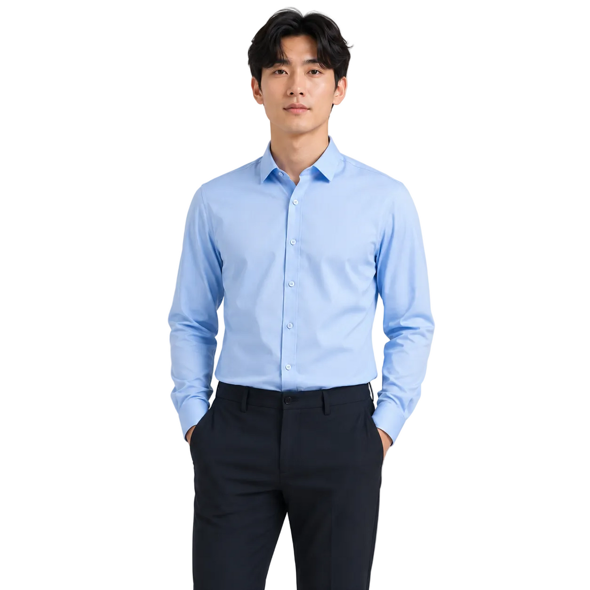 Classic Plus Size Full Elastic Force Shirt Men's Long Sleeve
