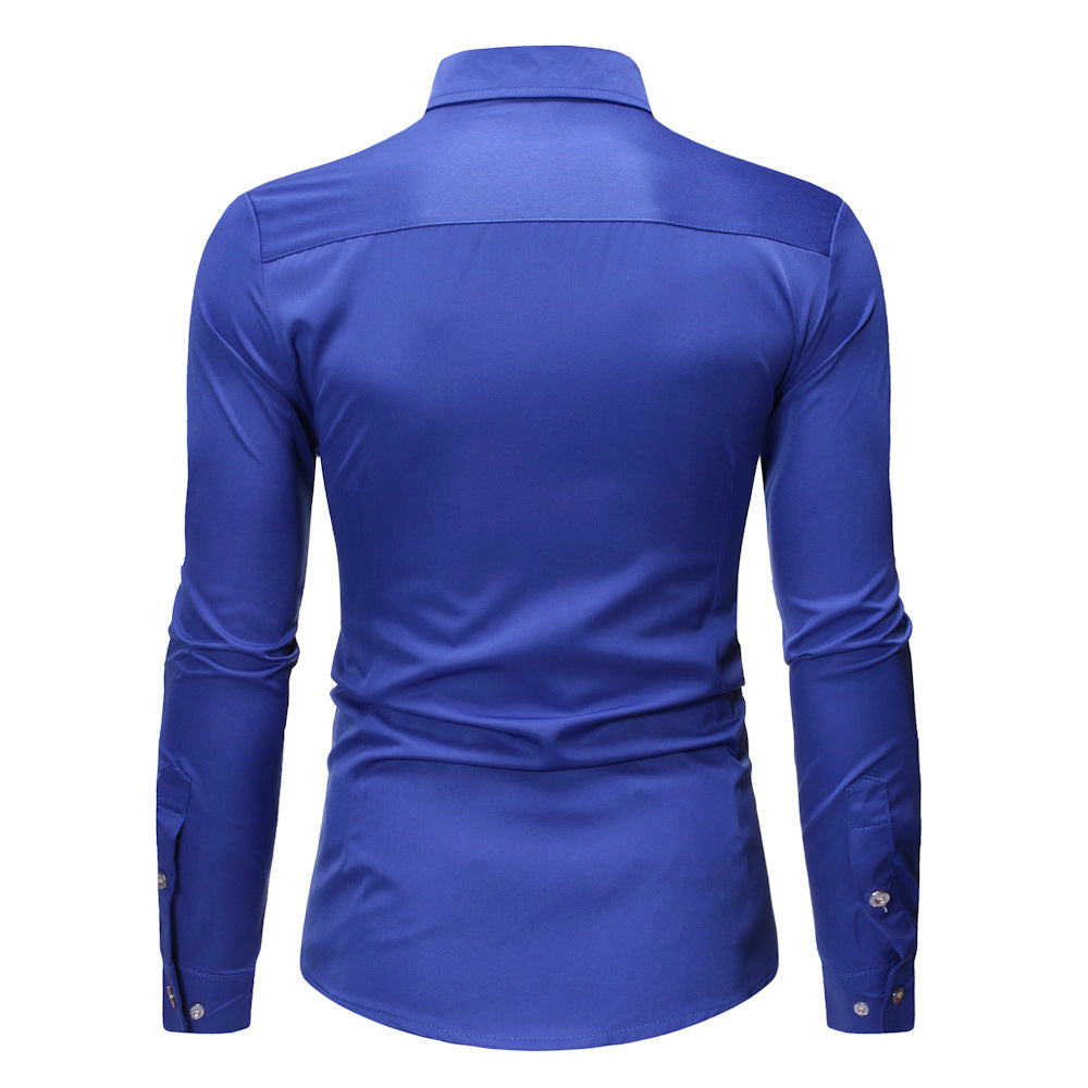 Classic Royal Blue Wedding Tuxedo Dress Shirt For Men