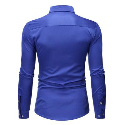 Classic Royal Blue Wedding Tuxedo Dress Shirt For Men