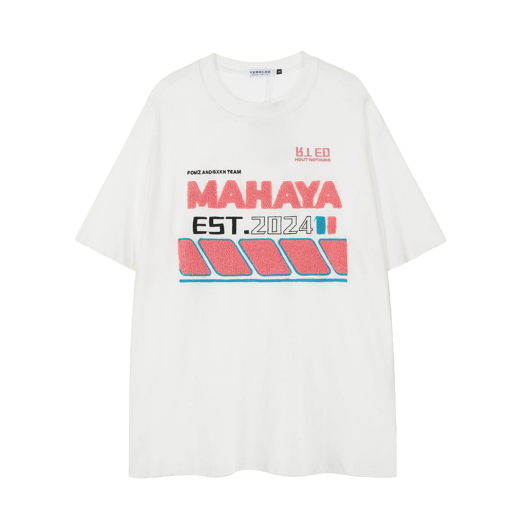 Contemporary Embroidered Letter Loose T-shirt For Men