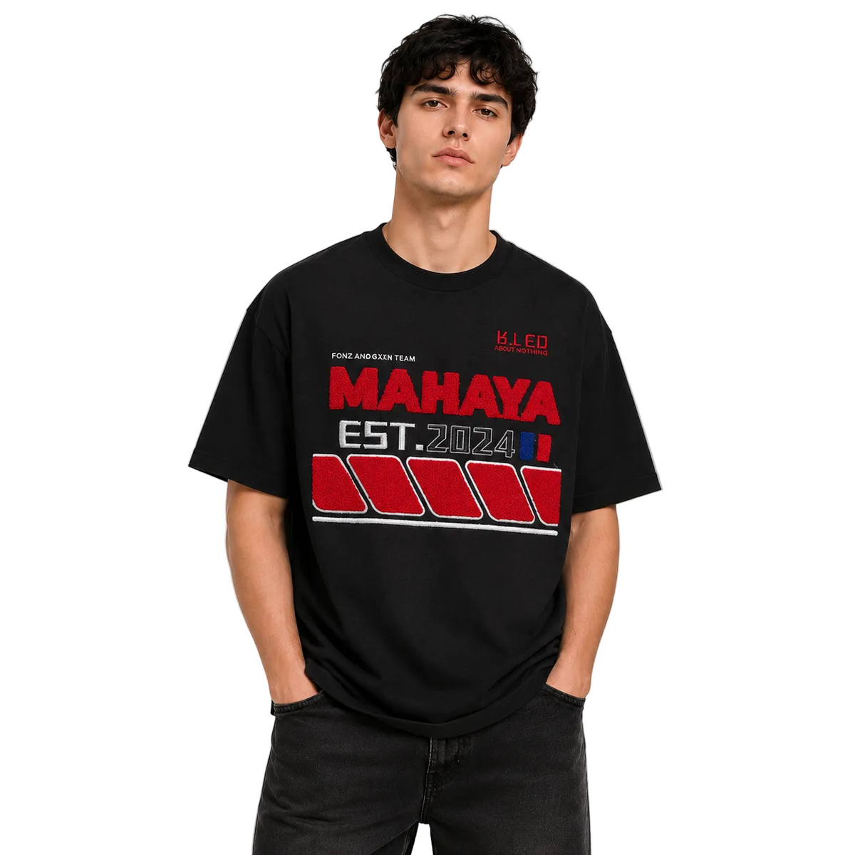 Contemporary Embroidered Letter Loose T-shirt For Men
