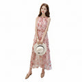 Graceful Sleeveless Suspender Floral Chiffon Dress For Women