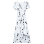 Green Floral Chiffon A-Line High Waist Maxi Dress