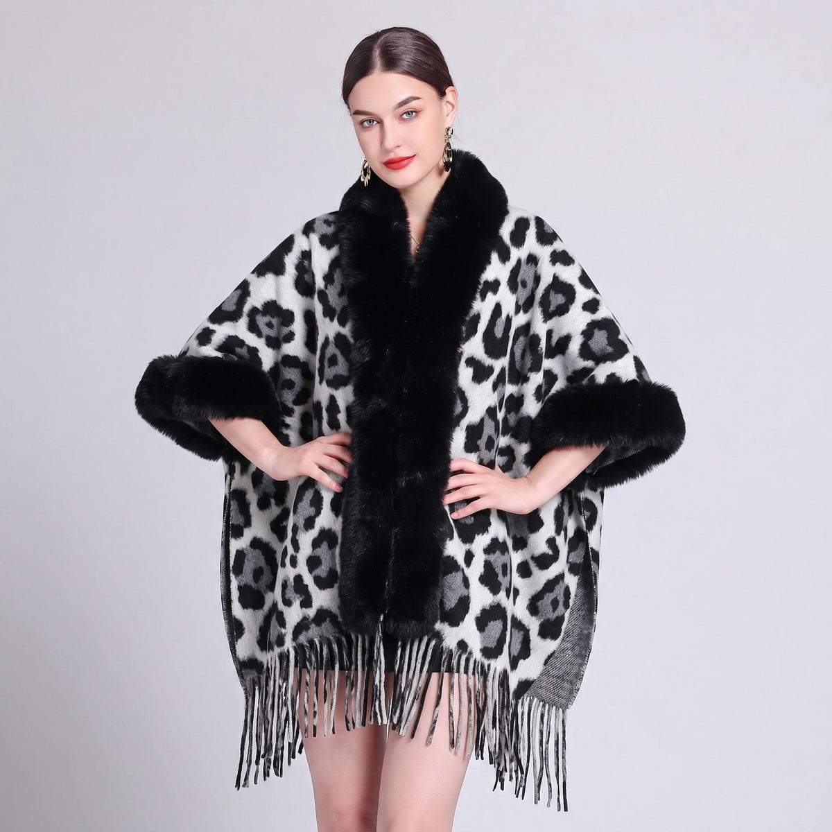 Women's Leopard Print Winter Cape – Edinburgh-Inspired Statement Outerwear