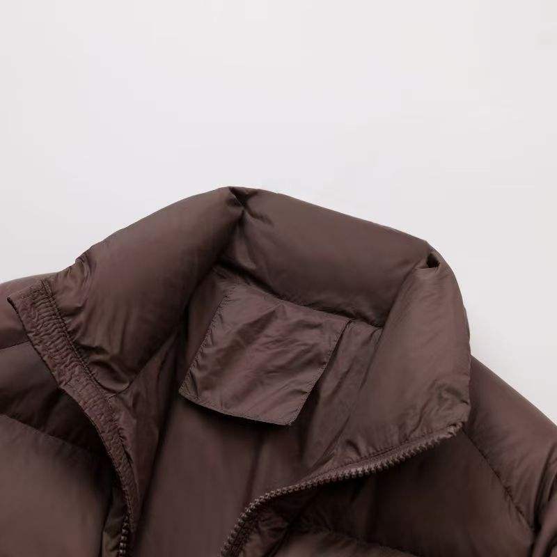 Hot Selling Women Winter Puffer Jacket Wear Zipper Jacket Stand Collar Warm Lady Solid Color