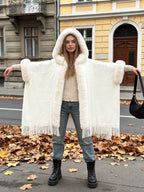 Hot Selling Women's Hooded Winter Cape with Faux Fur Trim – Elegant Poncho Coat Edinburgh Style