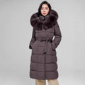 Women's Long Puffer Winter Coat with Faux Fur Hood – Quilted Padded Jacket