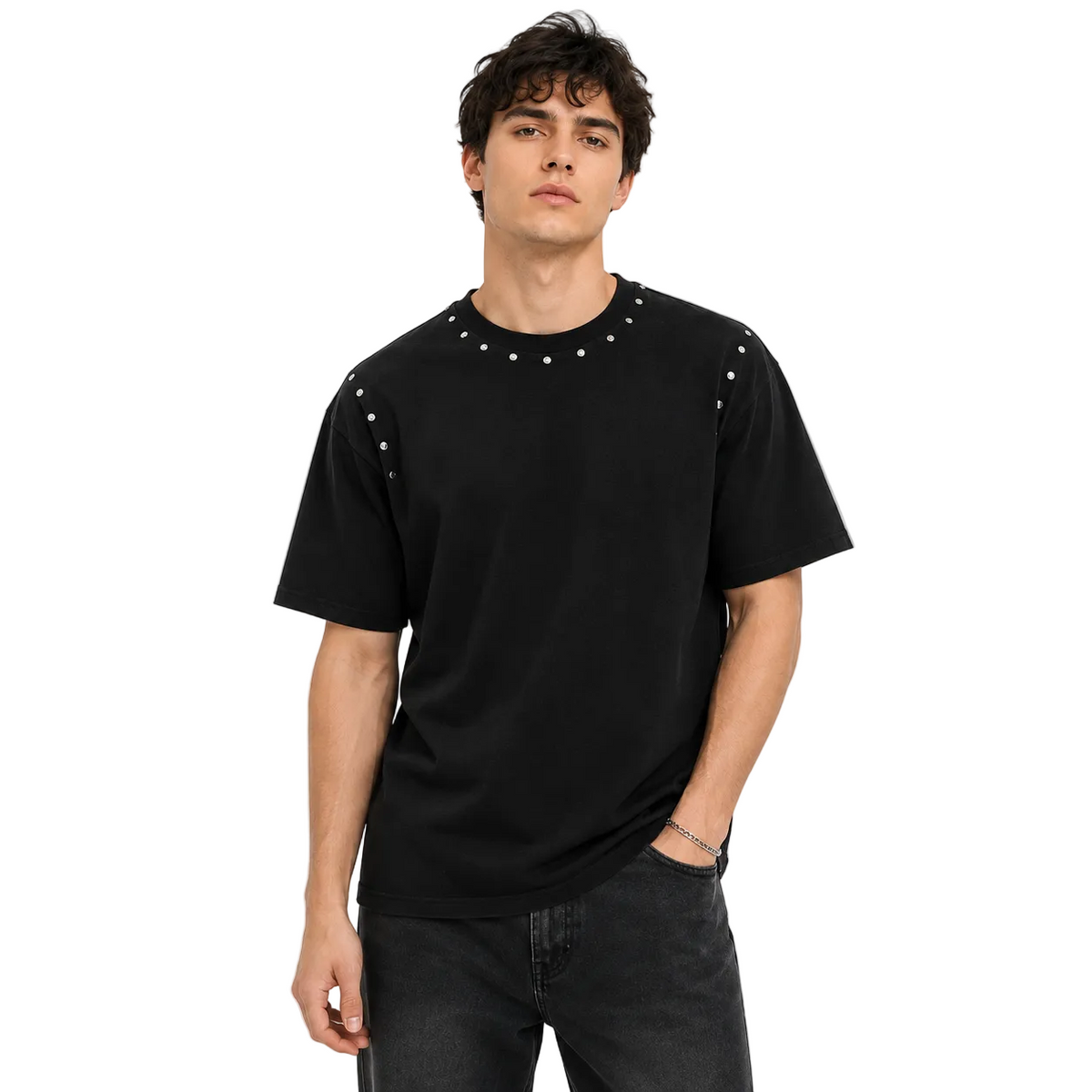 Metal Decorative Rivets T-shirt For Men