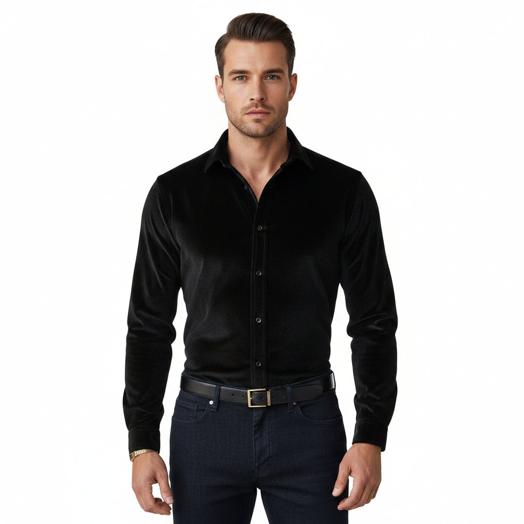 Modern Casual Autumn And Winter Long Sleeve Solid Color Shirt Men