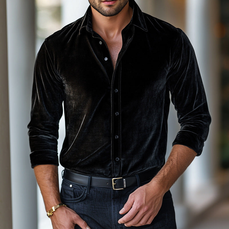 Modern Casual Autumn And Winter Long Sleeve Solid Color Shirt Men