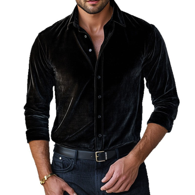 Modern Casual Autumn And Winter Long Sleeve Solid Color Shirt Men