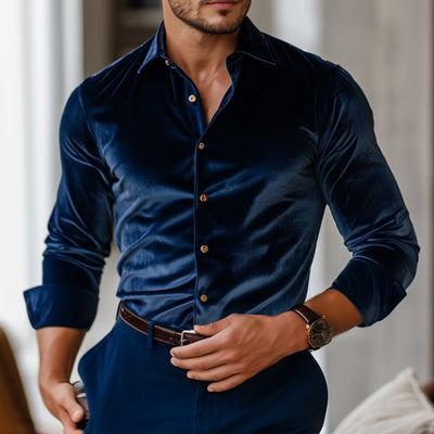 Modern Casual Autumn And Winter Long Sleeve Solid Color Shirt Men