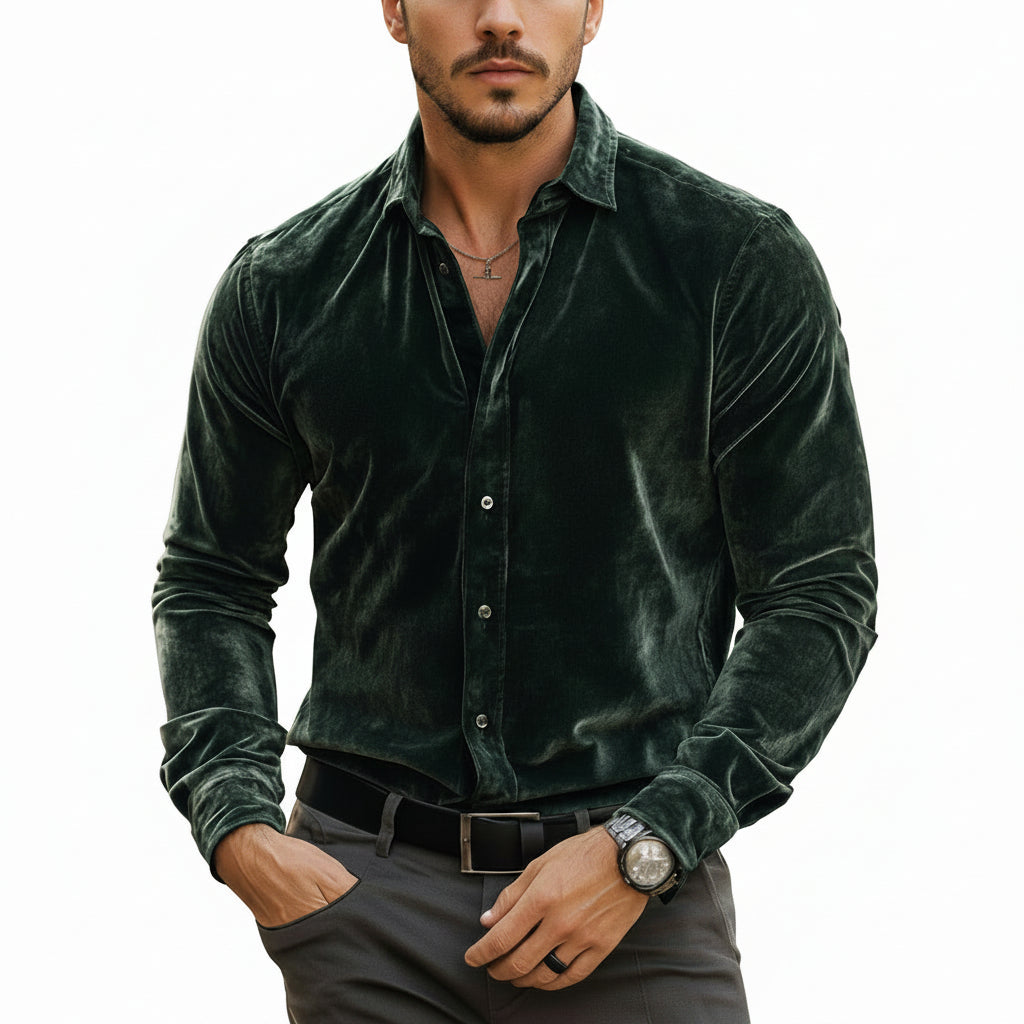Modern Casual Autumn And Winter Long Sleeve Solid Color Shirt Men