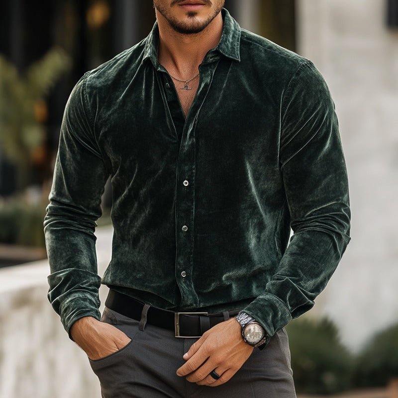Modern Casual Autumn And Winter Long Sleeve Solid Color Shirt Men