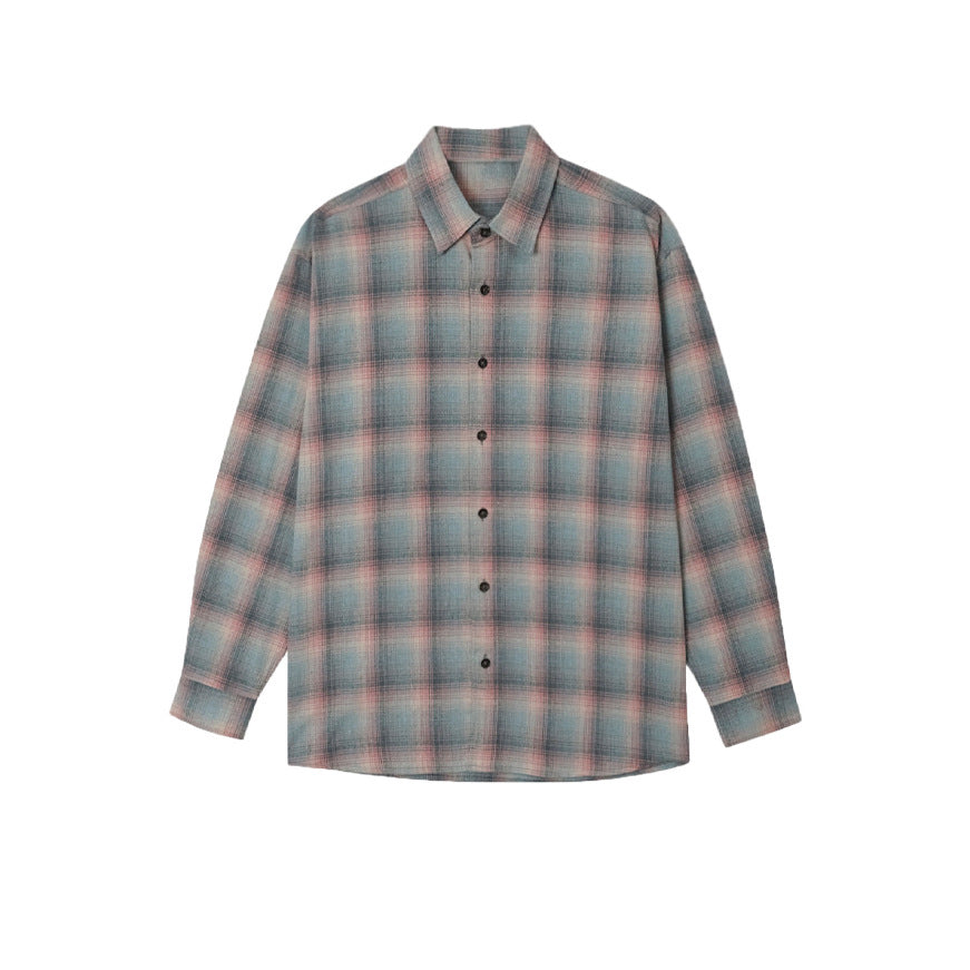 Modern Color-contrast Check Long Sleeve Shirt For Men