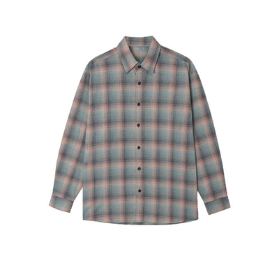 Modern Color-contrast Check Long Sleeve Shirt For Men