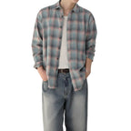 Modern Color-contrast Check Long Sleeve Shirt For Men