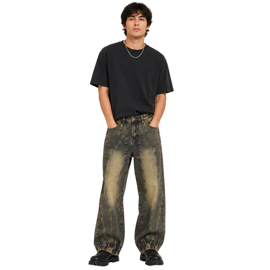 Modern Fashion Personality Wide Leg Jeans Men