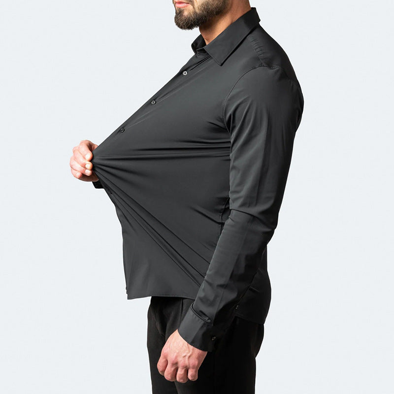 Modern Full Elastic Non-ironing Long-sleeved Shirt For Men
