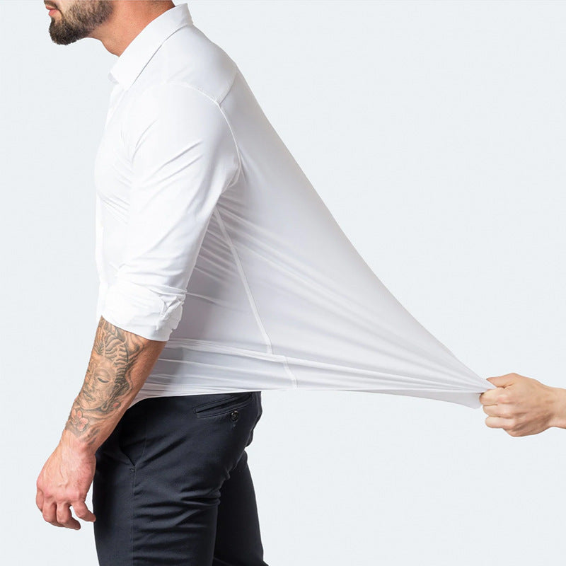 Modern Full Elastic Non-ironing Long-sleeved Shirt For Men