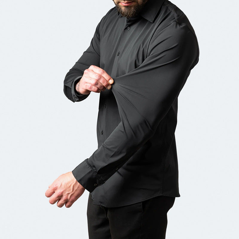 Modern Full Elastic Non-ironing Long-sleeved Shirt For Men