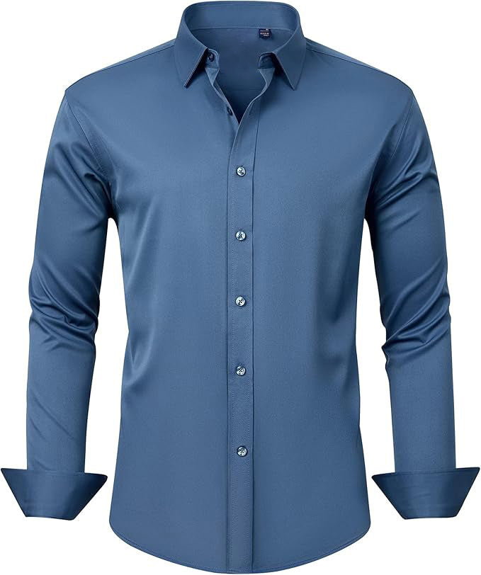Modern Full Elastic Non-ironing Long-sleeved Shirt For Men