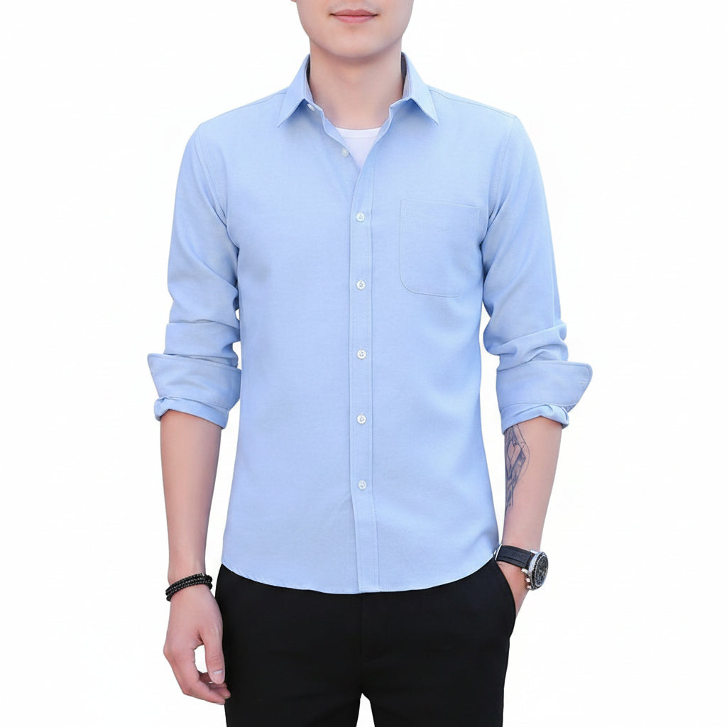 Modern Men's Shirts Slim Fit Casual Long Sleeve Business Shirt