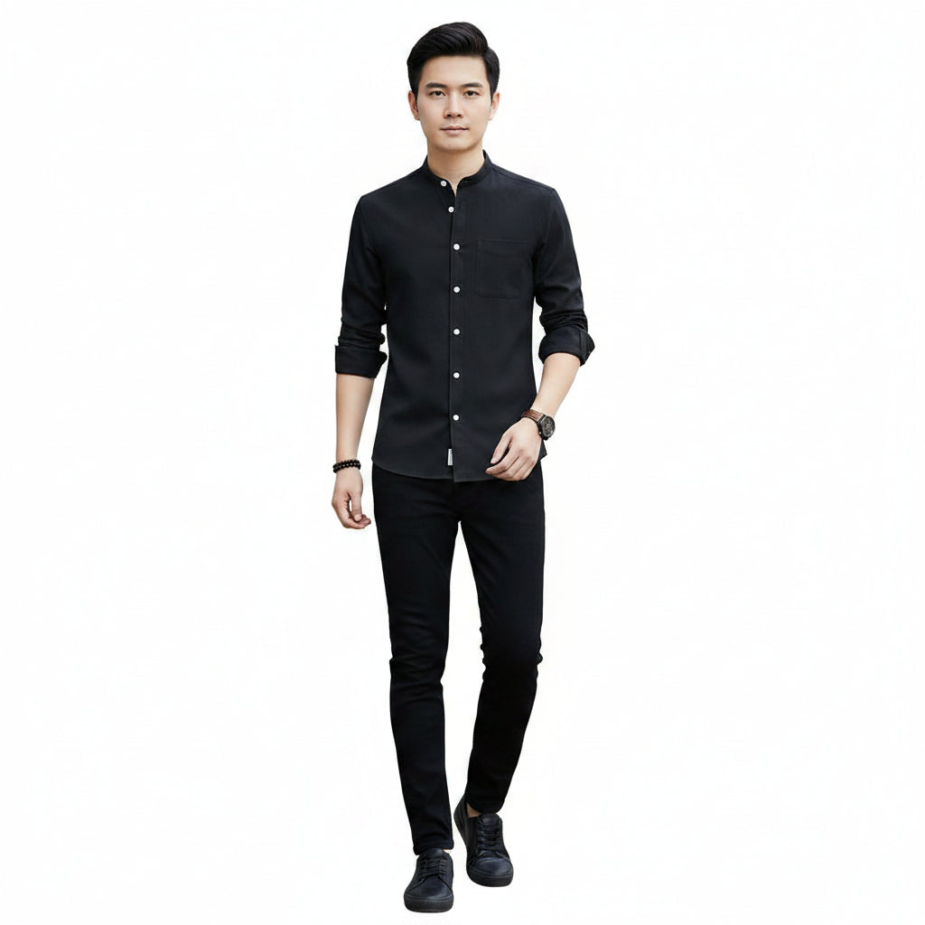 Modern Men's Shirts Slim Fit Casual Long Sleeve Business Shirt