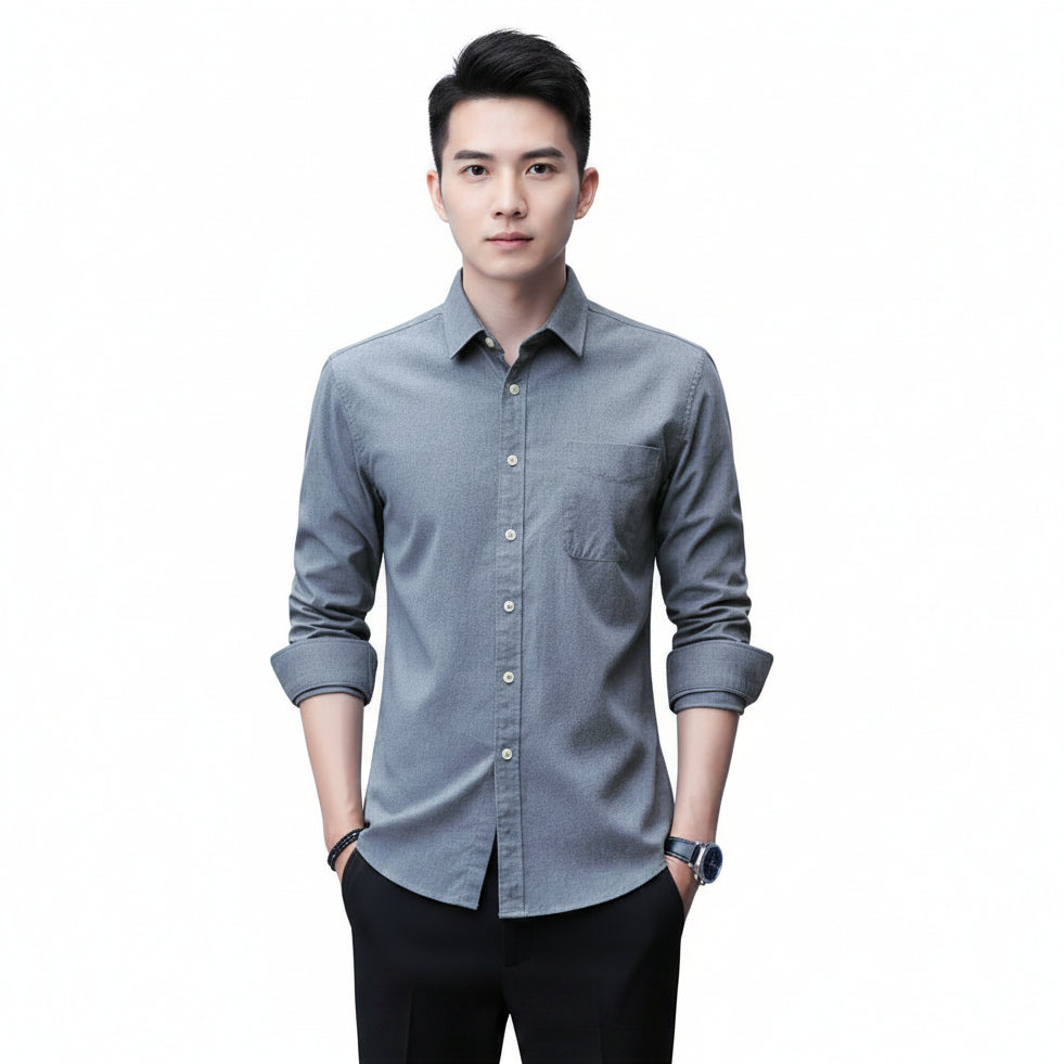 Modern Men's Shirts Slim Fit Casual Long Sleeve Business Shirt