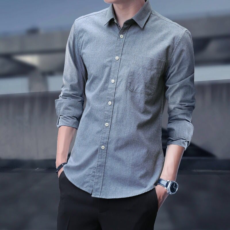 Modern Men's Shirts Slim Fit Casual Long Sleeve Business Shirt