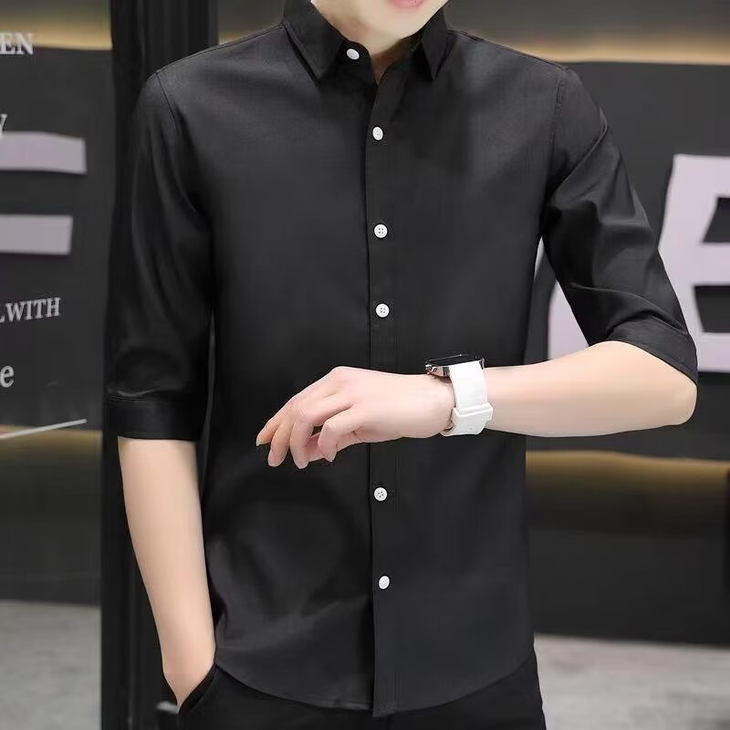Modern Slim-fit Half-sleeve Shirt For Men Summer Linen Blend