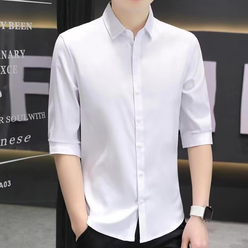 Modern Slim-fit Half-sleeve Shirt For Men Summer Linen Blend