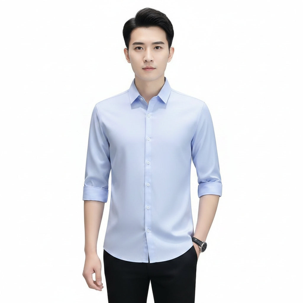 Modern Slim-fit Half-sleeve Shirt For Men Summer Linen Blend