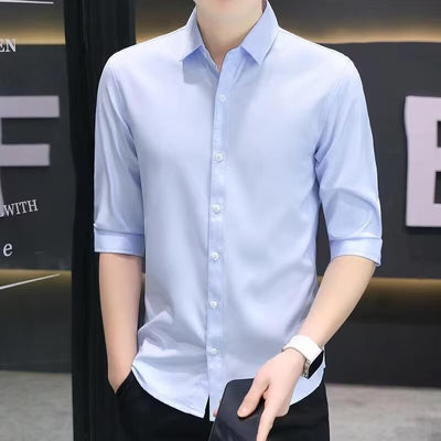 Modern Slim-fit Half-sleeve Shirt For Men Summer Linen Blend