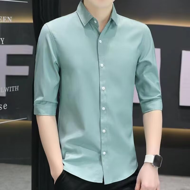 Modern Slim-fit Half-sleeve Shirt For Men Summer Linen Blend
